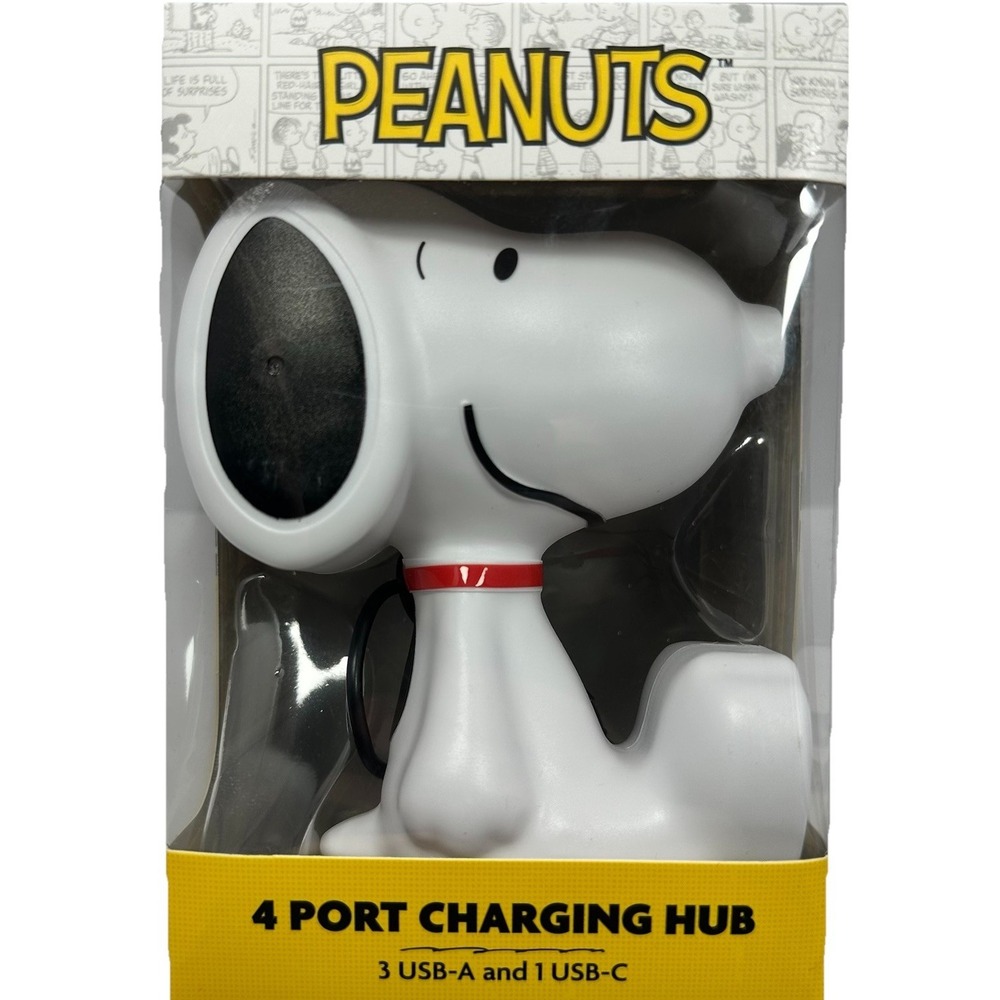 Peanuts Snoopy 4 Port USB Charging Hub Desk Charger USB C New In Box